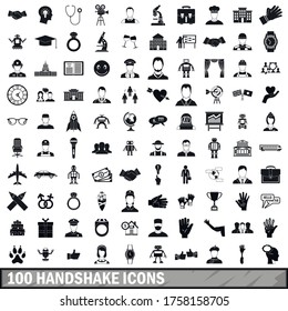100 handshake icons set in simple style for any design vector illustration