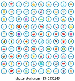 100 happiness icons set in cartoon style for any design vector illustration