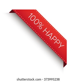 100% happy label sign