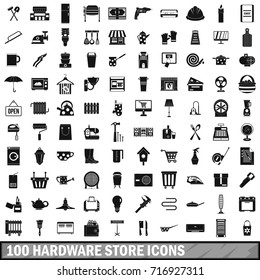 100 hardware store icons set in simple style for any design vector illustration