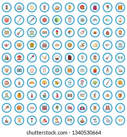 100 harvest festival icons set in cartoon style for any design vector illustration