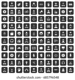 100 headhunter icons set in black color isolated vector illustration