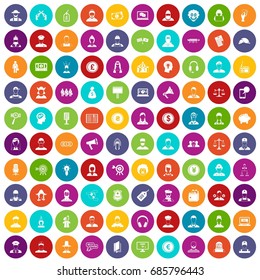 100 headhunter icons set in different colors circle isolated vector illustration