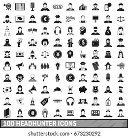 100 headhunter icons set in simple style for any design vector illustration