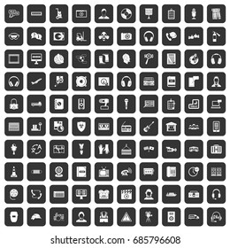 100 headphones icons set in black color isolated vector illustration
