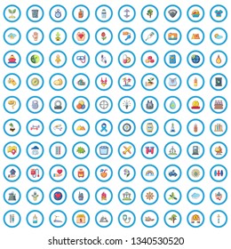 100 healthy lifestyle icons set. Cartoon illustration of 100 healthy lifestyle vector icons isolated on white background