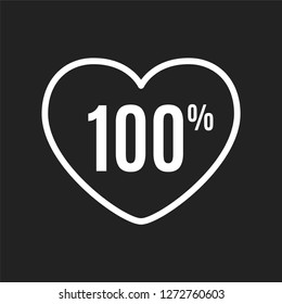 100% Heart Icon Symbol Vector Isolated Illustration Background