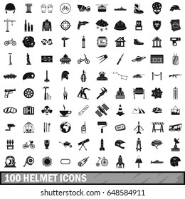 100 helmet icons set in simple style for any design vector illustration