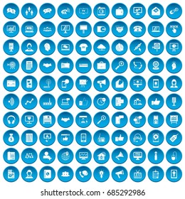100 help desk icons set blue