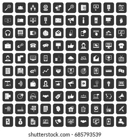 100 help desk icons set in black color isolated vector illustration