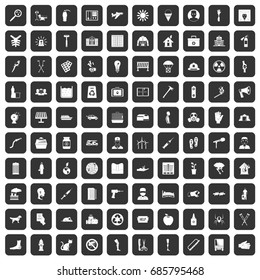 100 help icons set in black color isolated vector illustration
