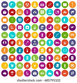 100 help icons set in different colors circle isolated vector illustration