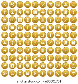 100 help icons set gold