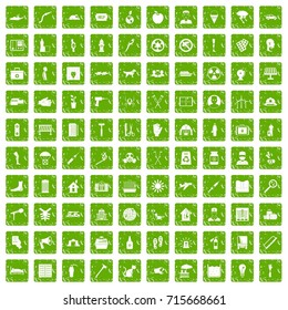 100 help icons set in grunge style green color isolated on white background vector illustration