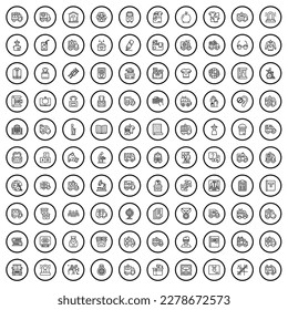 100 help icons set. Outline illustration of 100 help icons vector set isolated on white background