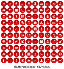 100 help icons set in red circle isolated on white vector illustration