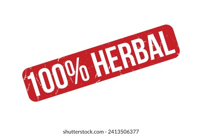 100% Herbal rubber grunge stamp seal vector