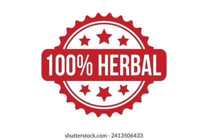 100% Herbal rubber grunge stamp seal vector