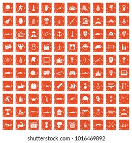 100 hero icons set in grunge style orange color isolated on white background vector illustration