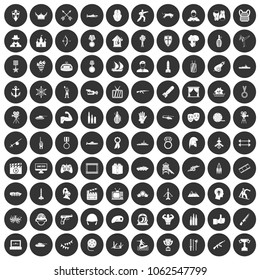 100 hero icons set in simple style white on black circle color isolated on white background vector illustration