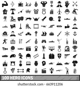 100 hero icons set in simple style for any design vector illustration