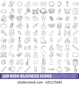 100 hign business icons set in outline style for any design vector illustration
