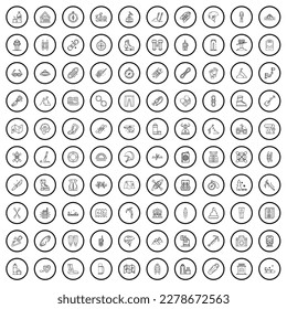 100 hike icons set. Outline illustration of 100 hike icons vector set isolated on white background