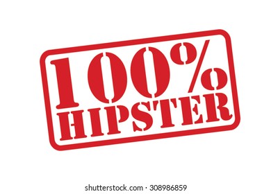 100% HIPSTER BREAKDOWN red Rubber Stamp over a white background.