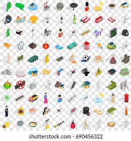 100 history icons set in isometric 3d style for any design vector illustration