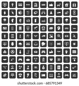 100 hi-tech icons set in black color isolated vector illustration