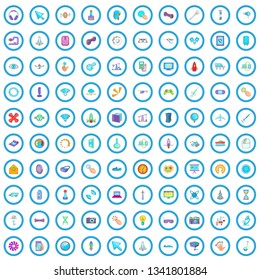 100 hi-tech icons set in cartoon style for any design vector illustration