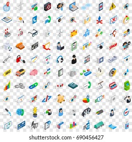100 hi-tech icons set in isometric 3d style for any design vector illustration