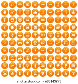 100 hi-tech icons set orange