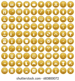 100 hobby icons set gold