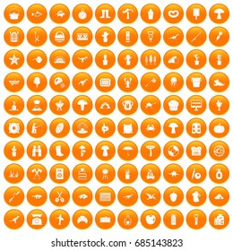100 hobby icons set orange