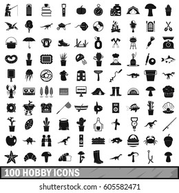 100 hobby icons set in simple style for any design vector illustration