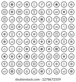 100 holiday icons set. Outline illustration of 100 holiday icons vector set isolated on white background