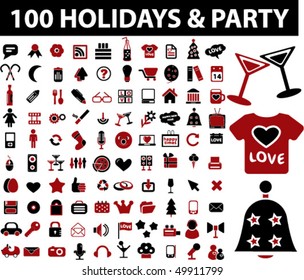 100 holidays & party signs. vector