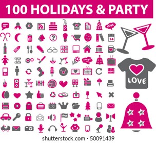 100 holidays & party signs. vector