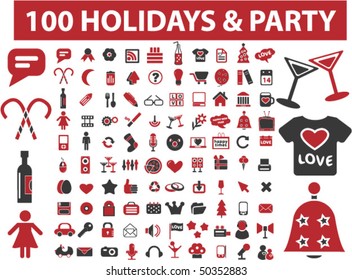 100 holidays & party signs. vector