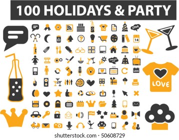 100 holidays & party signs. vector