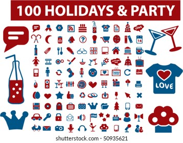 100 holidays & party signs. vector