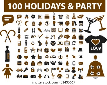 100 holidays & party signs. vector