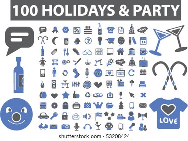 100 holidays & party signs. vector