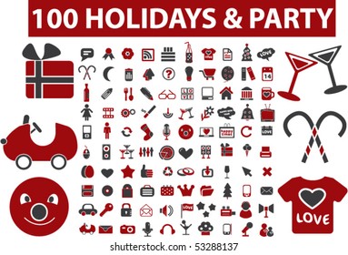 100 holidays & party signs. vector
