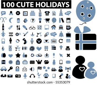100 holidays & party signs. vector