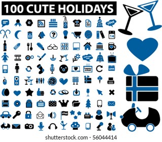 100 holidays & party signs. vector