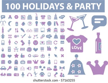 100 holidays & party signs. vector