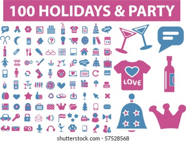 100 holidays & party signs. vector