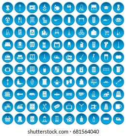 100 home icons set in blue circle isolated on white vector illustration